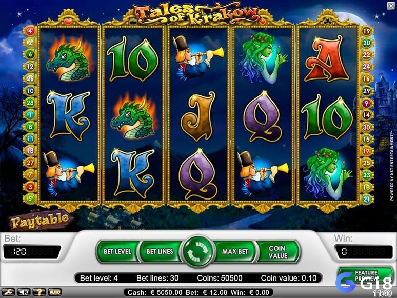 Âm thanh và đồ hoạ đẹp mắt trong Tales of Krakow tạo nên một trải nghiệm slot sống động và cuốn hút.